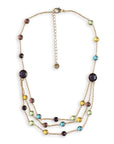 Collana girocollo multifilo a catena sottile con pietre in vetro multicolore - Mya Accessories