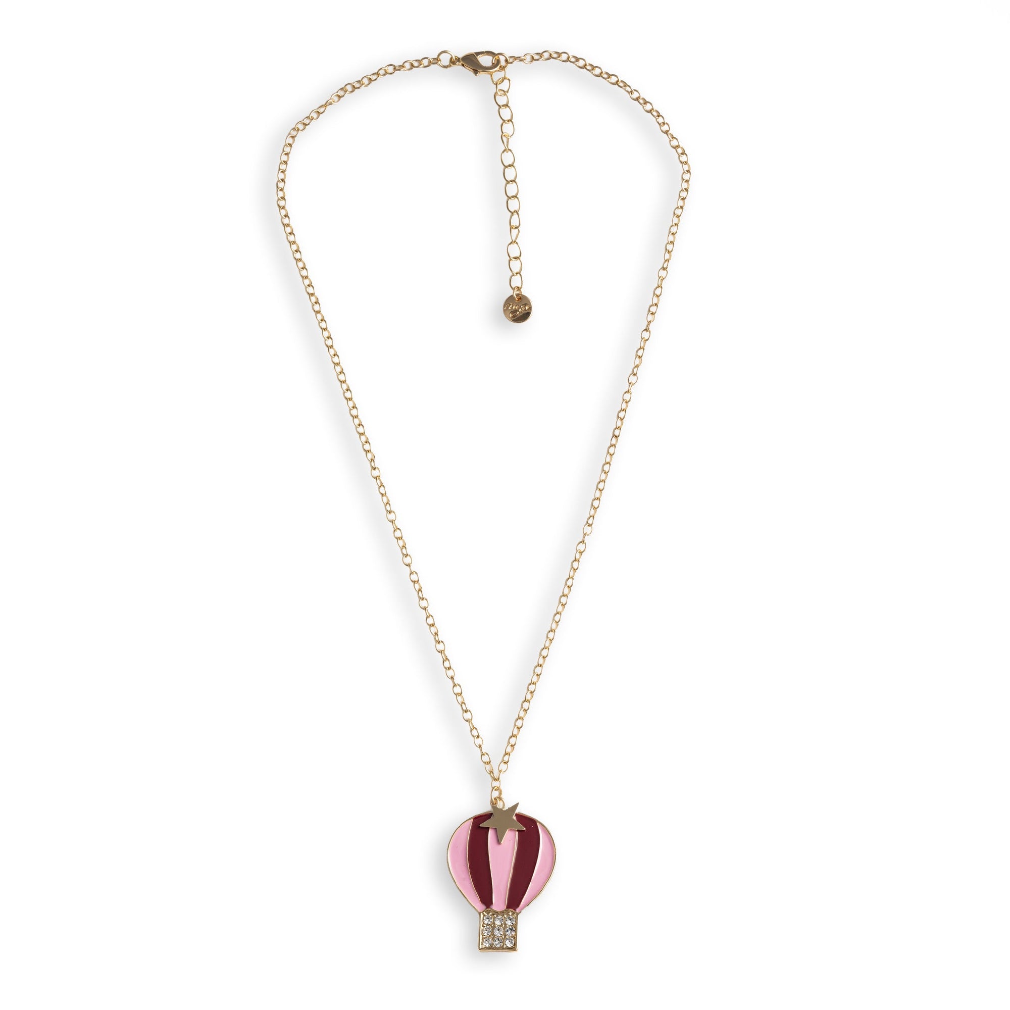 Collana girocollo a catena sottile con pendente a mongolfiera smaltata tono rosa - Mya Accessories