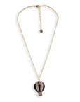 Collana girocollo a catena sottile con pendente a mongolfiera smaltata tono blu - Mya Accessories