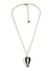 Collana girocollo a catena sottile con pendente a mongolfiera smaltata bianca e nera - Mya Accessories