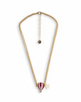 Collana girocollo a due fili con catena sottile e pendente a mongolfiera smaltata tono rosa - Mya Accessories