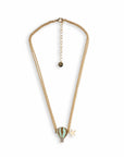 Collana girocollo a due fili con catena sottile e pendente a mongolfiera smaltata verde acqua ed oro - Mya Accessories