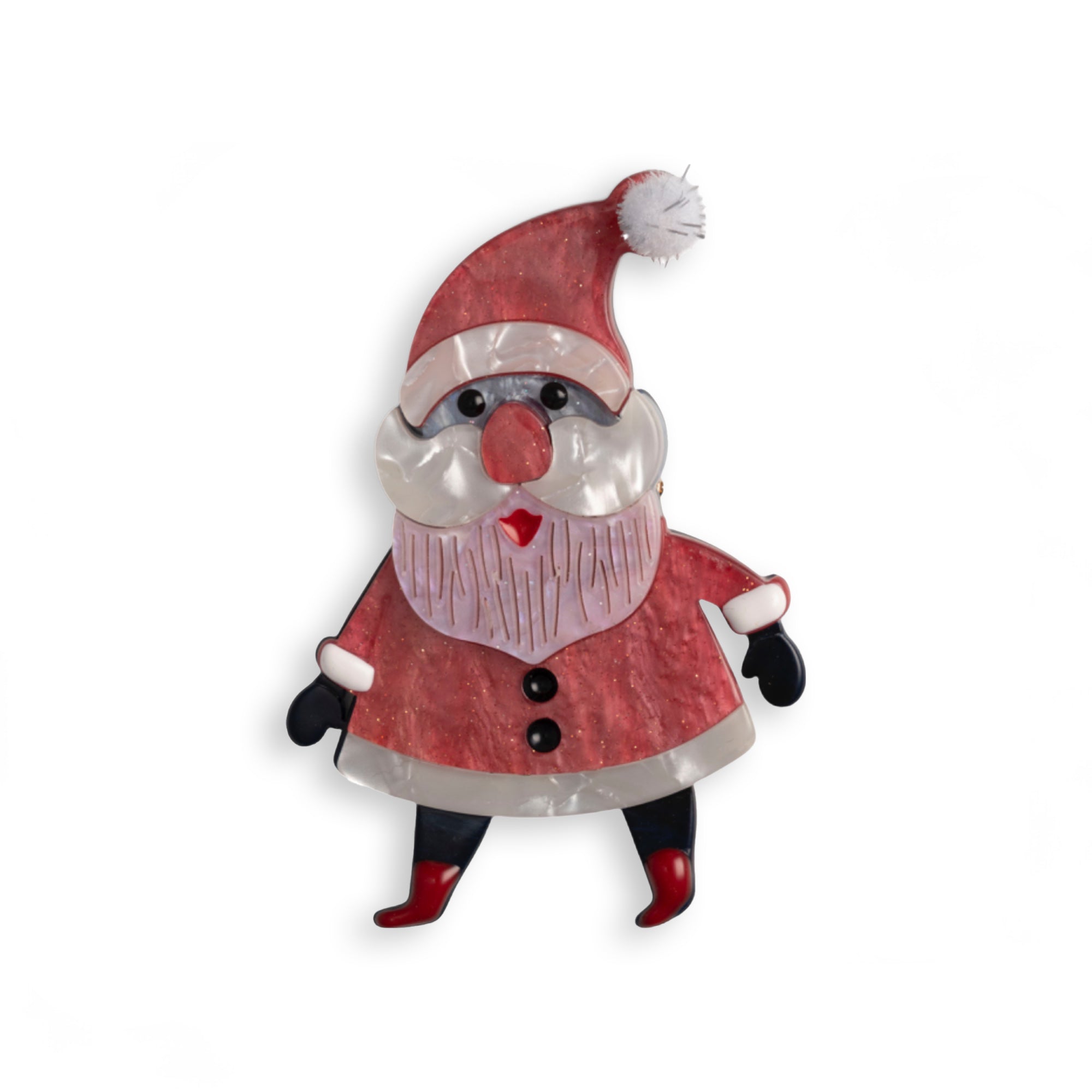 Spilla con base in metallo design in acrilico a forma di babbo natale - Mya Accessories