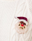 Spilla con base in metallo, design in acrilico del viso di babbo natale - Mya Accessories