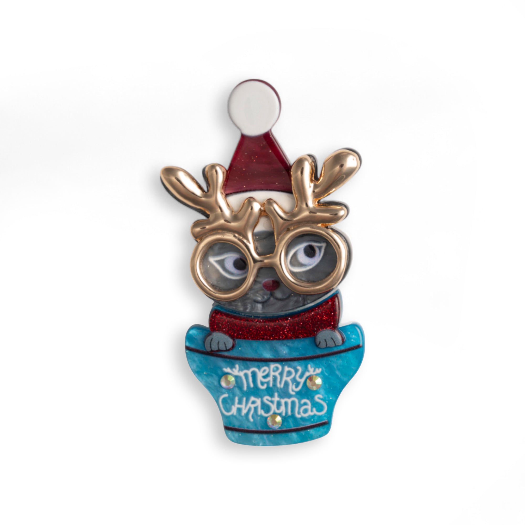 Spilla con base in metallo, design a forma di renna in acrilico - Mya Accessories