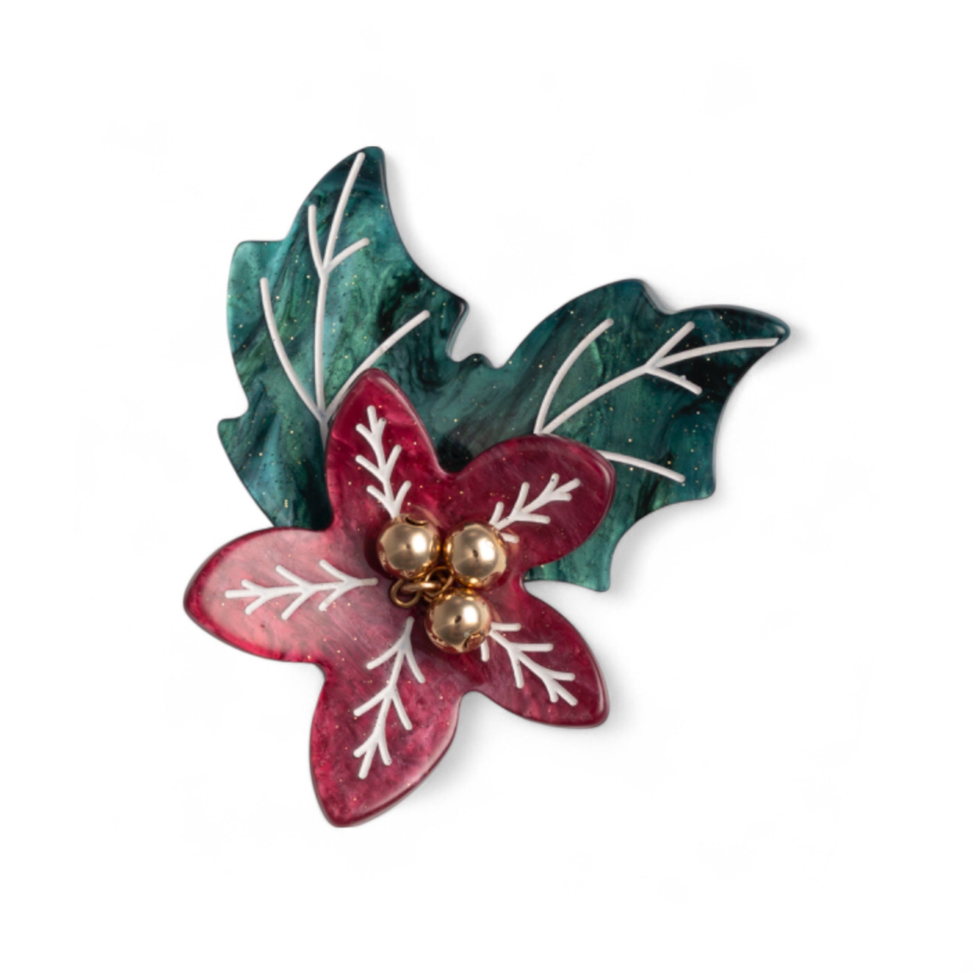 Spilla con base in metallo, design a fiore di natale in acrilico - Mya Accessories