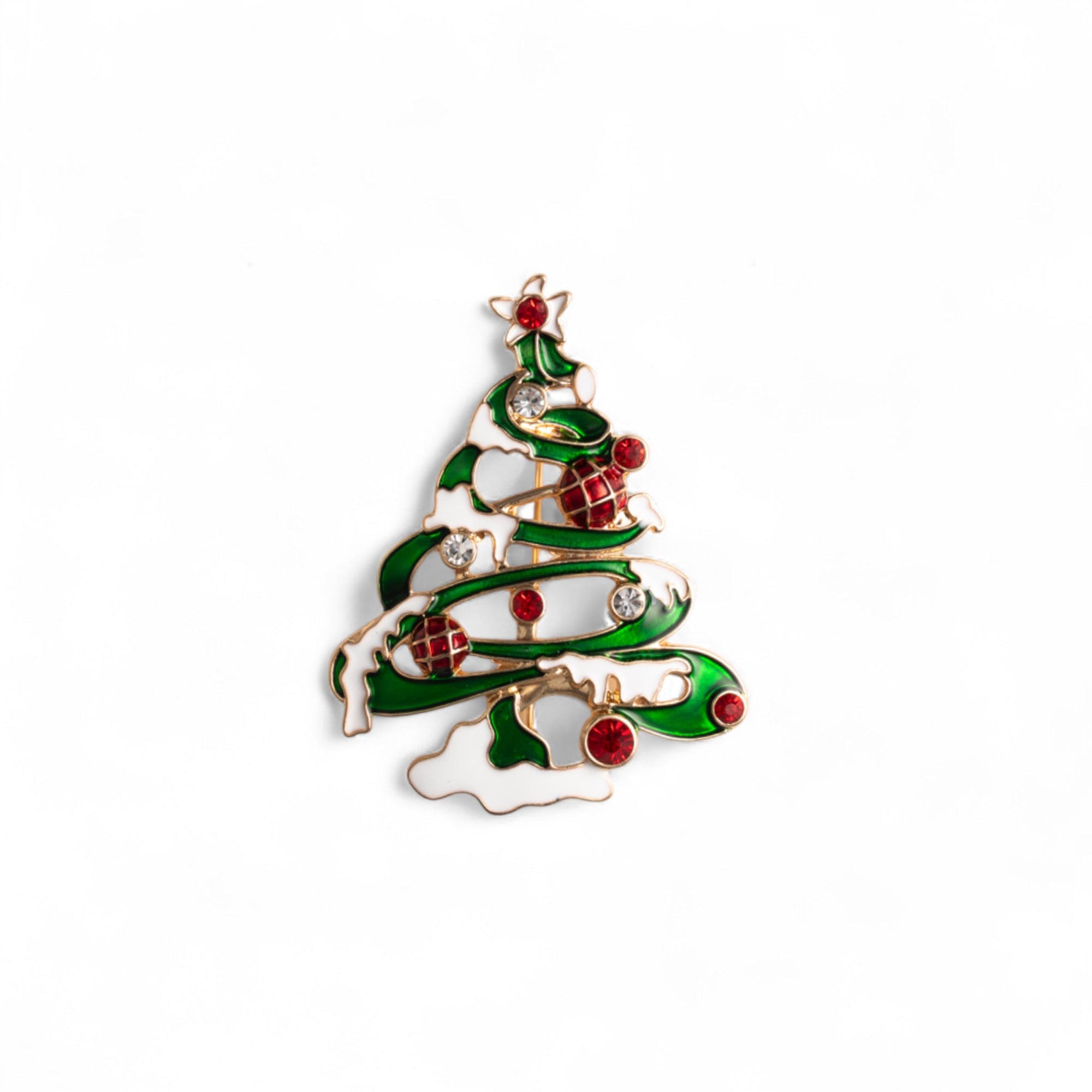 Spilla in metallo a forma di albero di natale con pietre in vetro - Mya Accessories