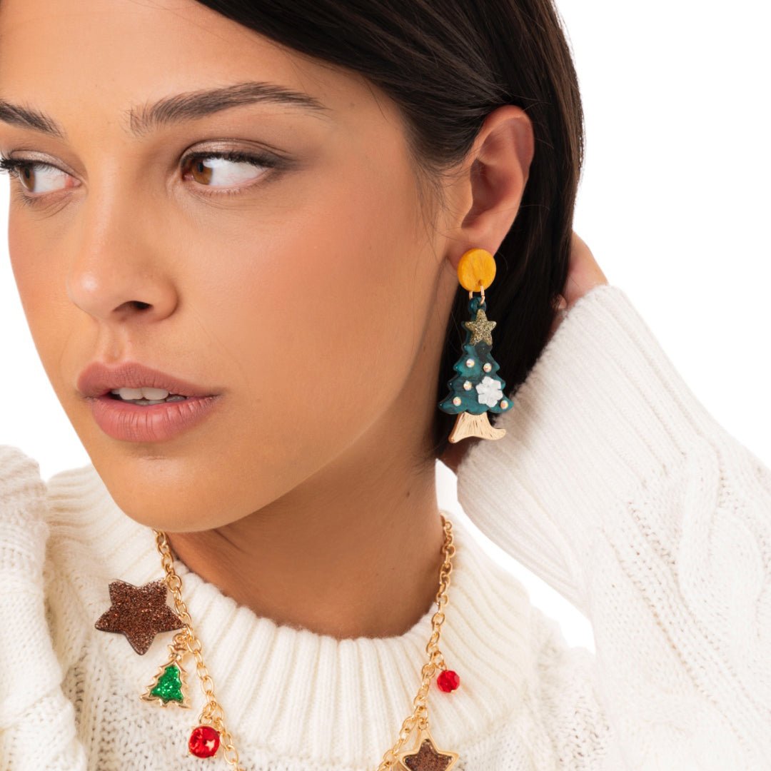 Orecchini pendenti ad albero di natale in acrilico - Mya Accessories