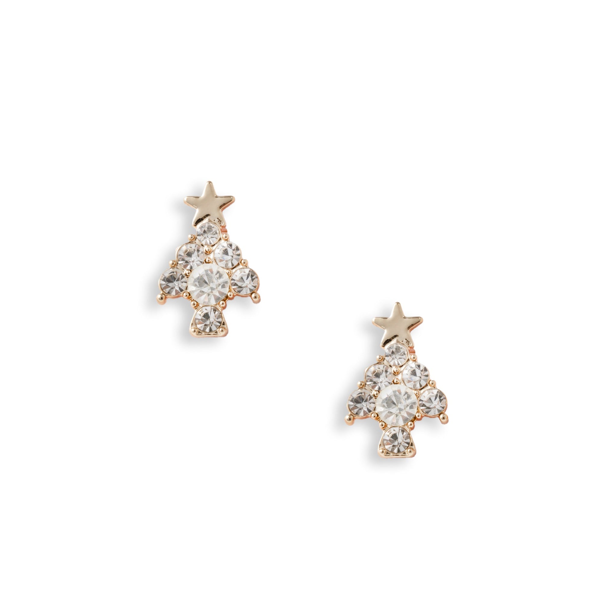 Orecchini in metallo con design ad albero di natale con pietre in vetro crystal - Mya Accessories