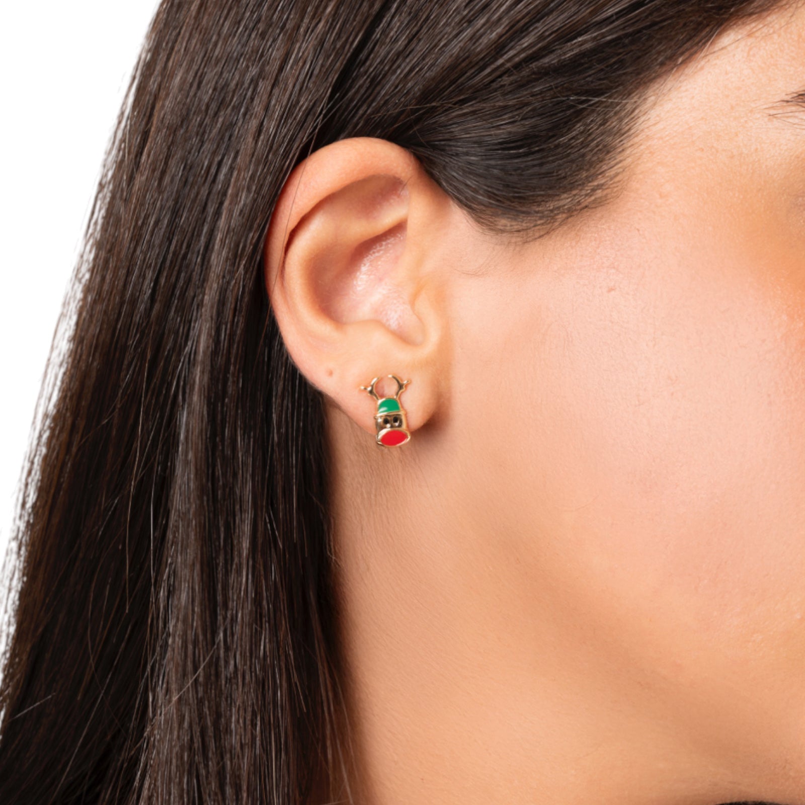 Orecchini piccoli in metallo a forma di renna in acrilico - Mya Accessories