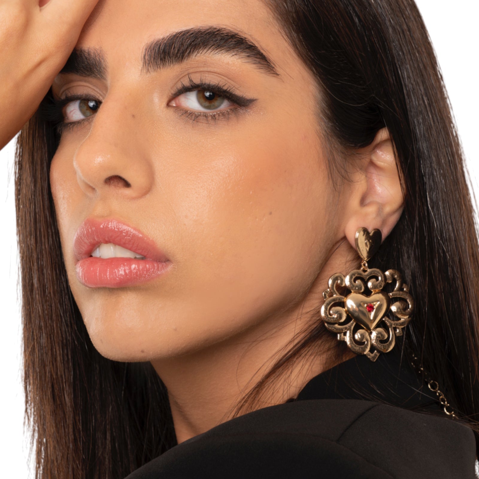 Orecchini pendenti in metallo a forma di cuore - Mya Accessories