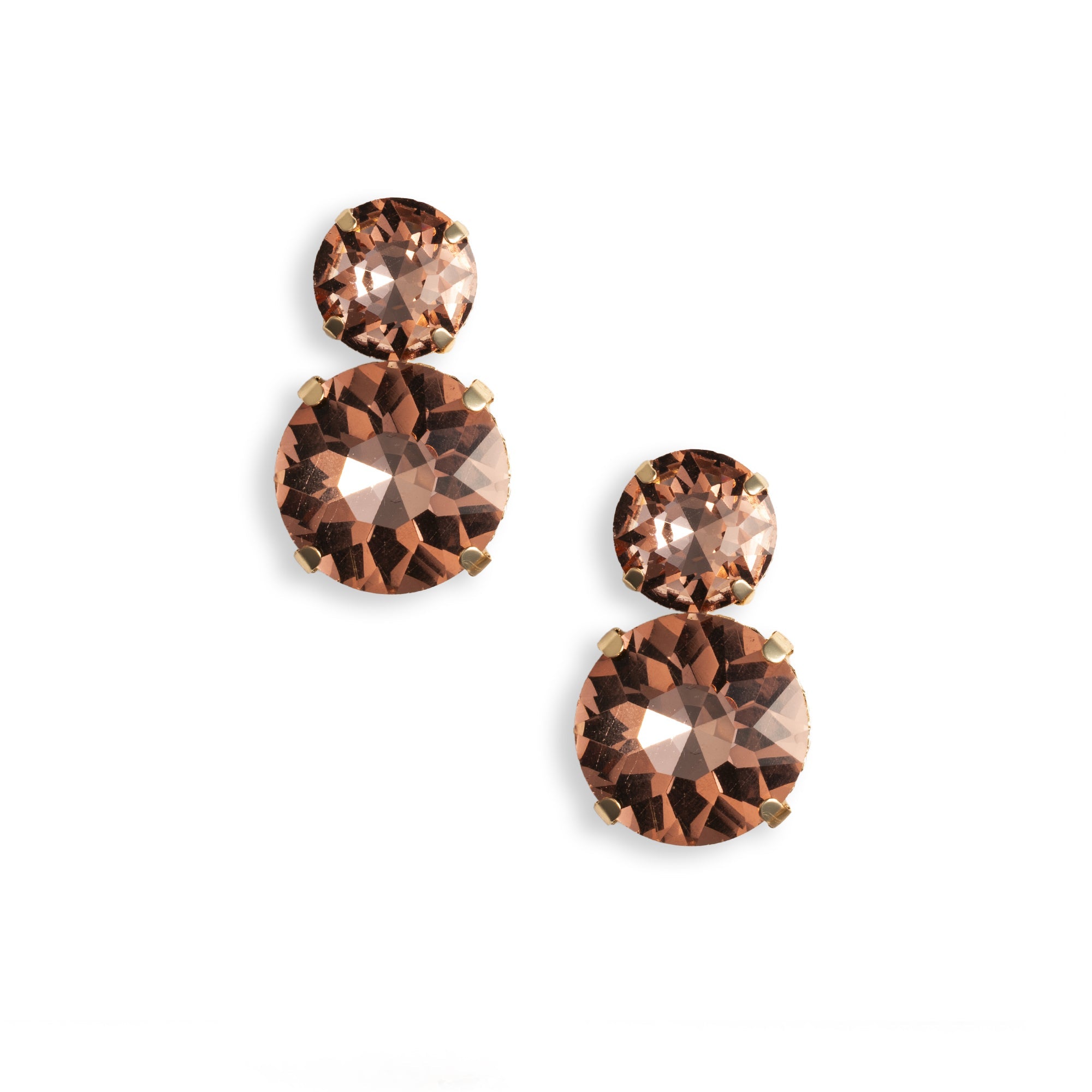 Orecchini pendenti in metallo dal design circolare con pietre in vetro topazio - Mya Accessories