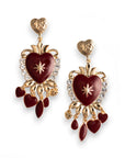 Orecchini pendenti in metallo con cuore sacro smaltato rosso - Mya Accessories