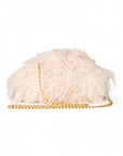 Borsa clutch a pelo lungo morbida beige - Mya Accessories
