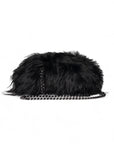 Borsa clutch a pelo lungo morbida nera - Mya Accessories