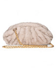 Borsa clutch in tessuto morbido tono beige - Mya Accessories