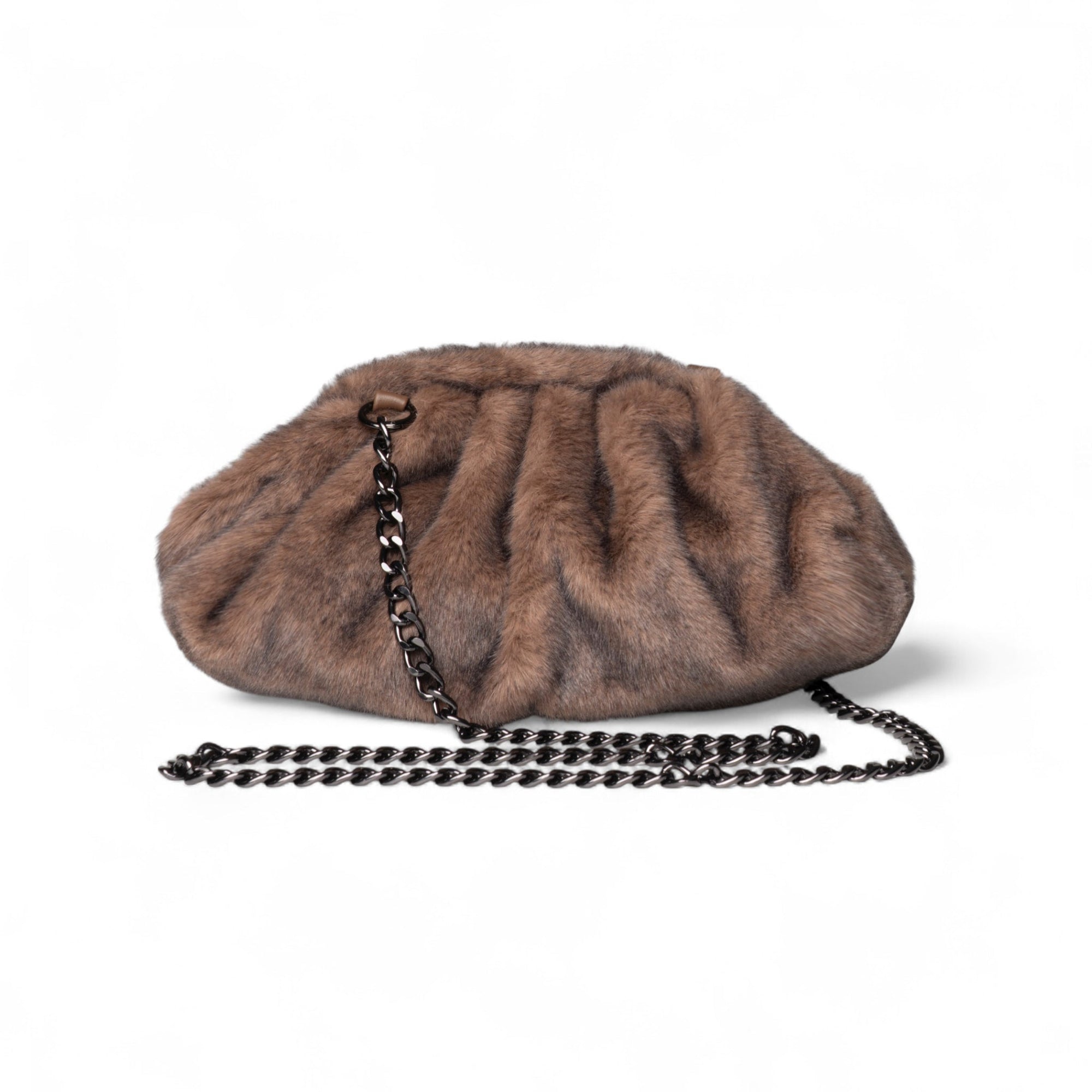 Borsa clutch in tessuto morbido tono marrone - Mya Accessories