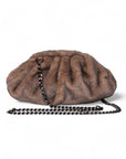 Borsa clutch in tessuto morbido tono marrone - Mya Accessories