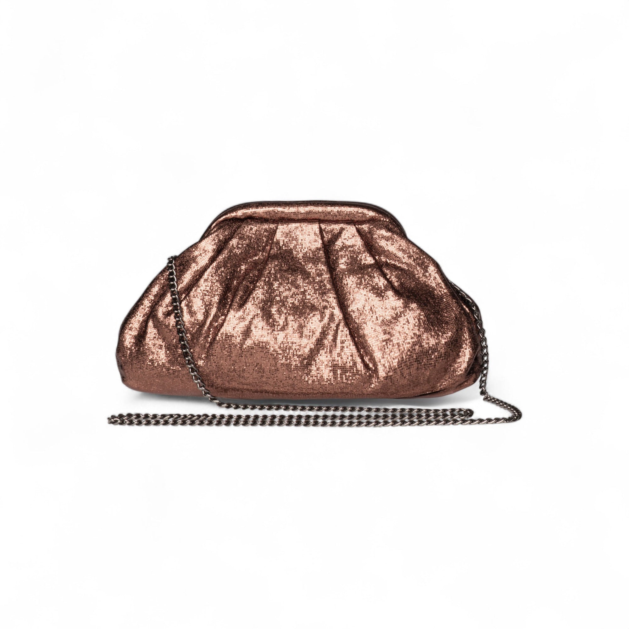 Borsa clutch in tessuto bronzo metalizzato - Mya Accessories