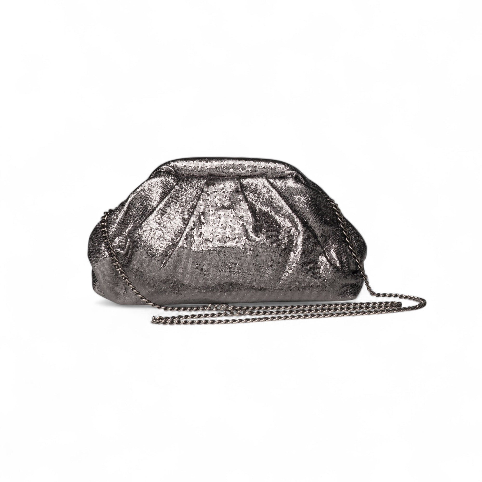 Borsa clutch in tessuto argento metallizzato - Mya Accessories