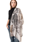 Sciarpa in cotone a fantasia tono grigio con brillantini oro - Mya Accessories