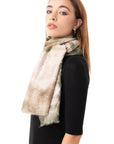 Sciarpa in cotone a fantasia tono verde con brillantini oro - Mya Accessories