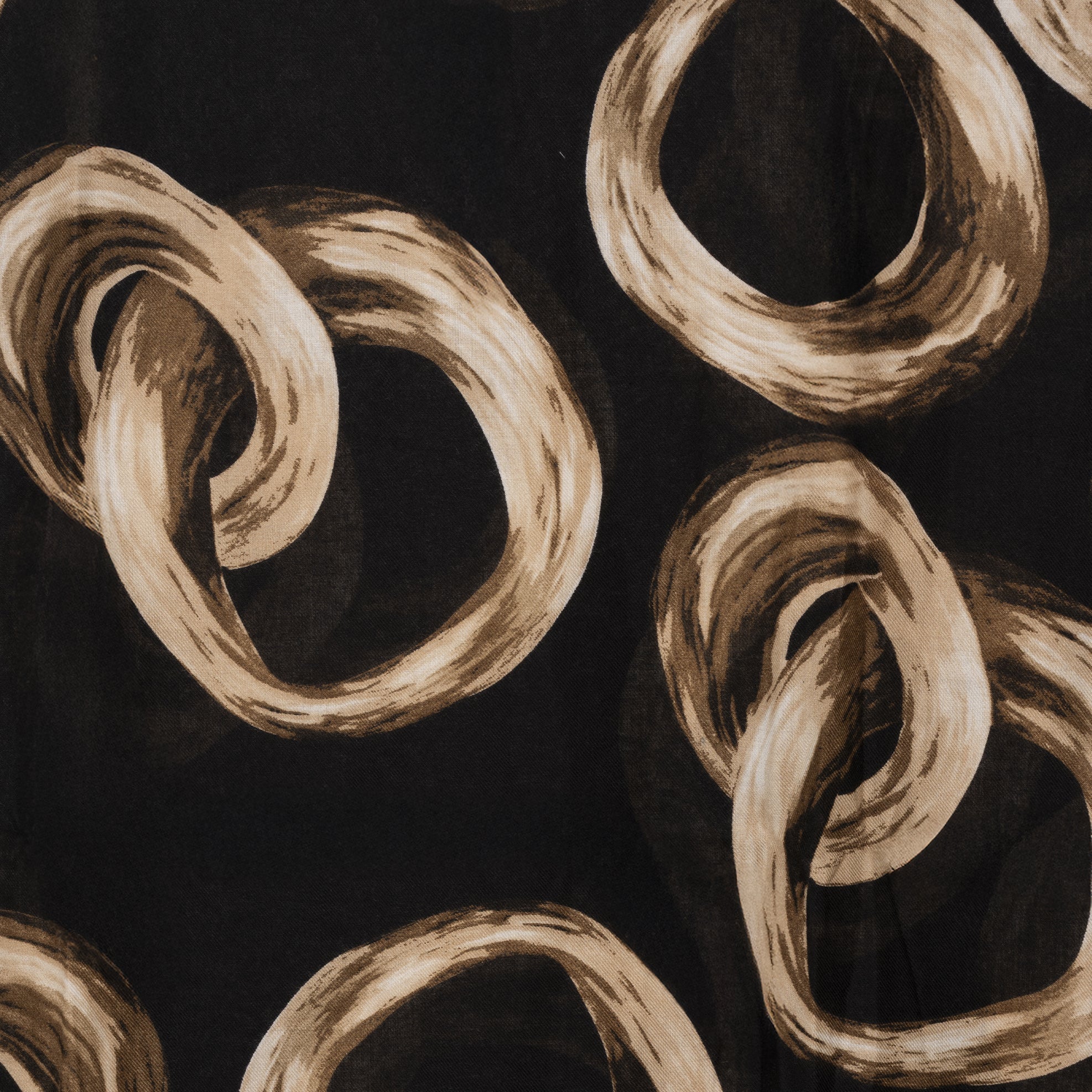 Sciarpa in cotone nera con stampa ad anelli beige - Mya Accessories