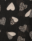 Sciarpa in cotone nera con stampa a cuori animalier - Mya Accessories