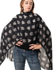 Sciarpa in cotone nera con stampa ad orsacchiotti - Mya Accessories