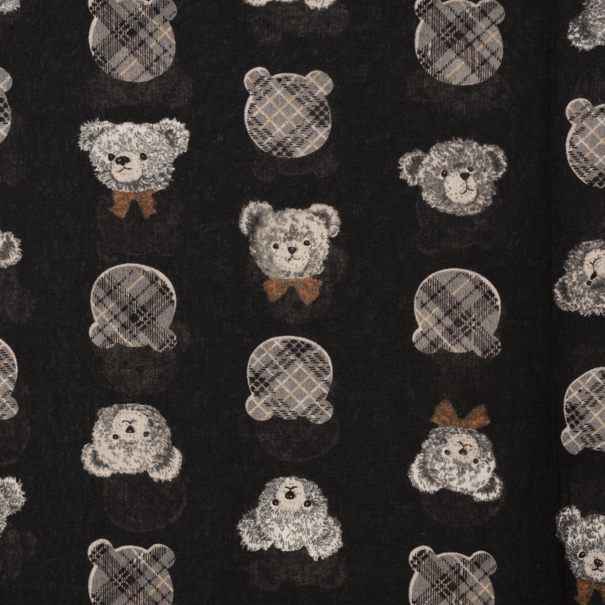 Sciarpa in cotone nera con stampa ad orsacchiotti - Mya Accessories