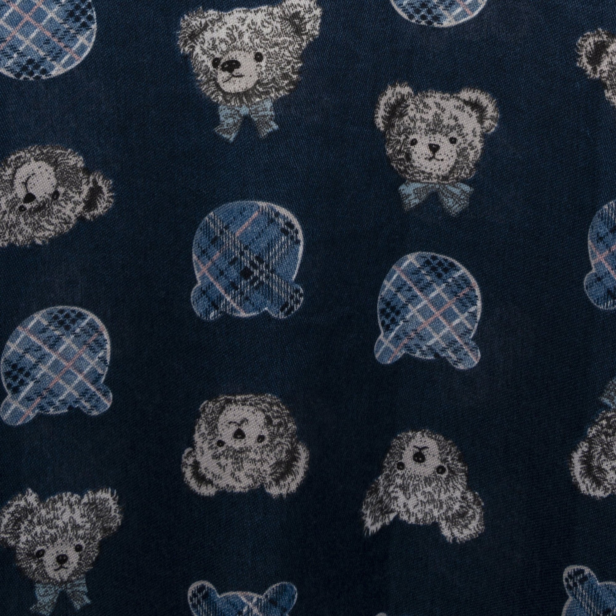 Sciarpa in cotone blu con stampa ad orsacchiotti - Mya Accessories