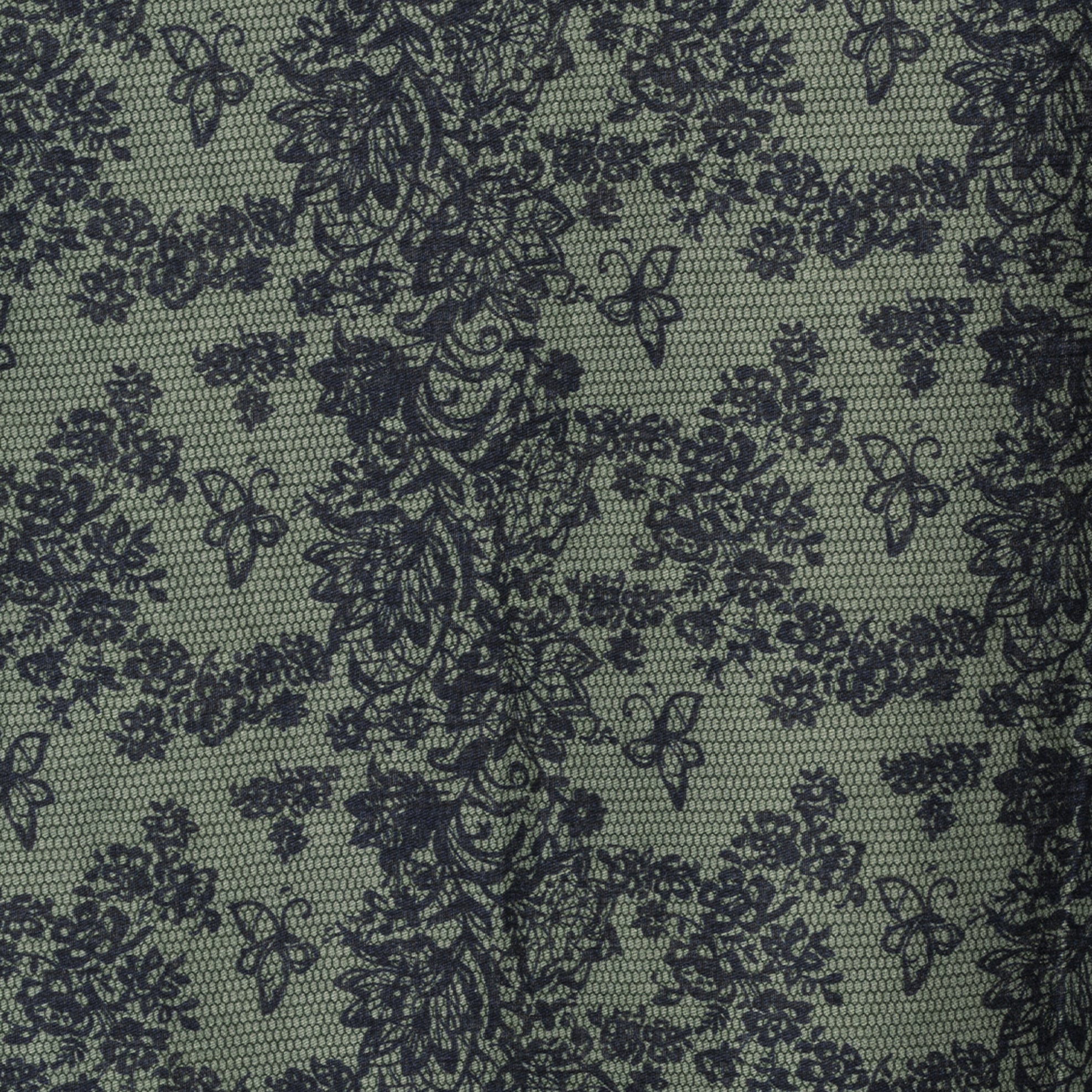 Sciarpa in cotone verde con stampa a ricamo nera - Mya Accessories