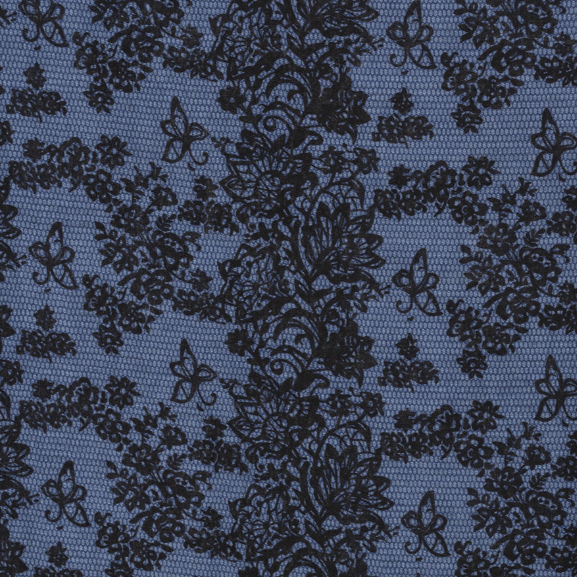 Sciarpa in cotone blu con stampa a ricamo nera - Mya Accessories