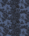 Sciarpa in cotone blu con stampa a ricamo nera - Mya Accessories