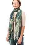 Sciarpa in cotone verde con stampa floreale - Mya Accessories
