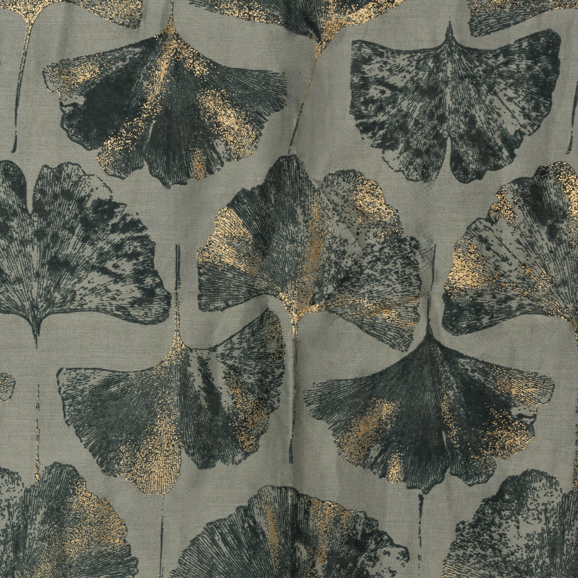 Sciarpa in cotone verde con stampa a fiore verde ed oro - Mya Accessories