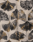 Sciarpa in cotone beige con stampa a fiore nera ed oro - Mya Accessories