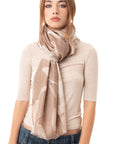 Sciarpa in cotone fango con stampa a fiori beige - Mya Accessories