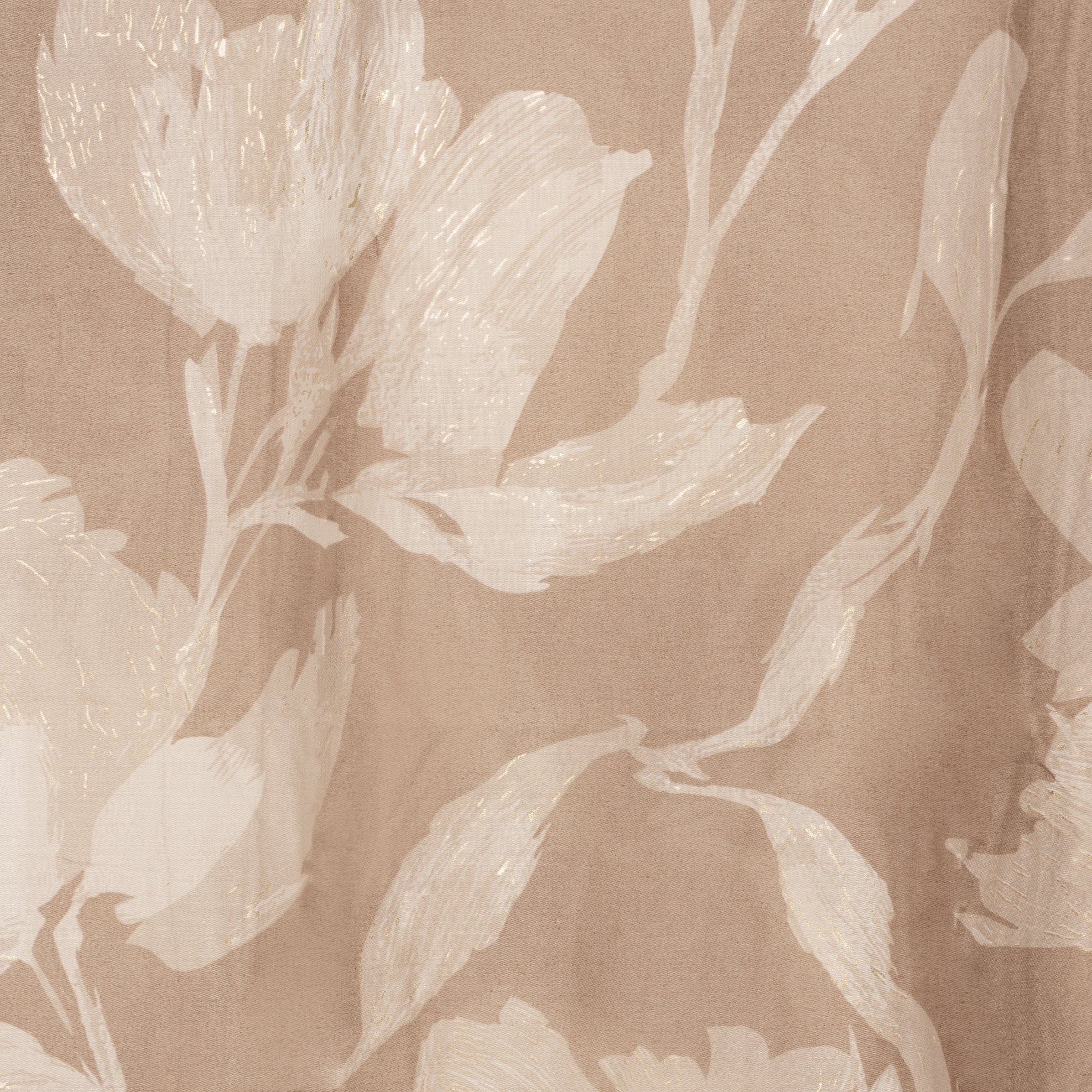 Sciarpa in cotone fango con stampa a fiori beige - Mya Accessories