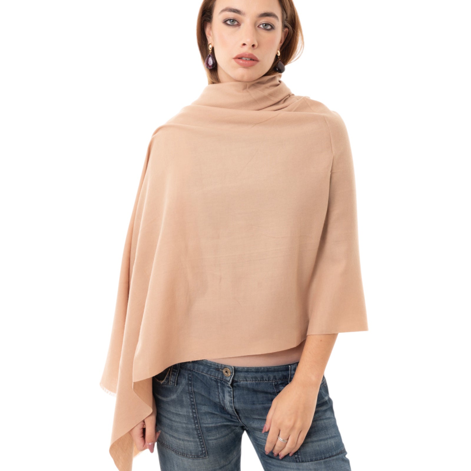 Sciarpa in lana a tinta unita cammello - Mya Accessories