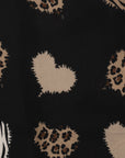 Sciarpa in lana nera con stampa a cuori animalier - Mya Accessories