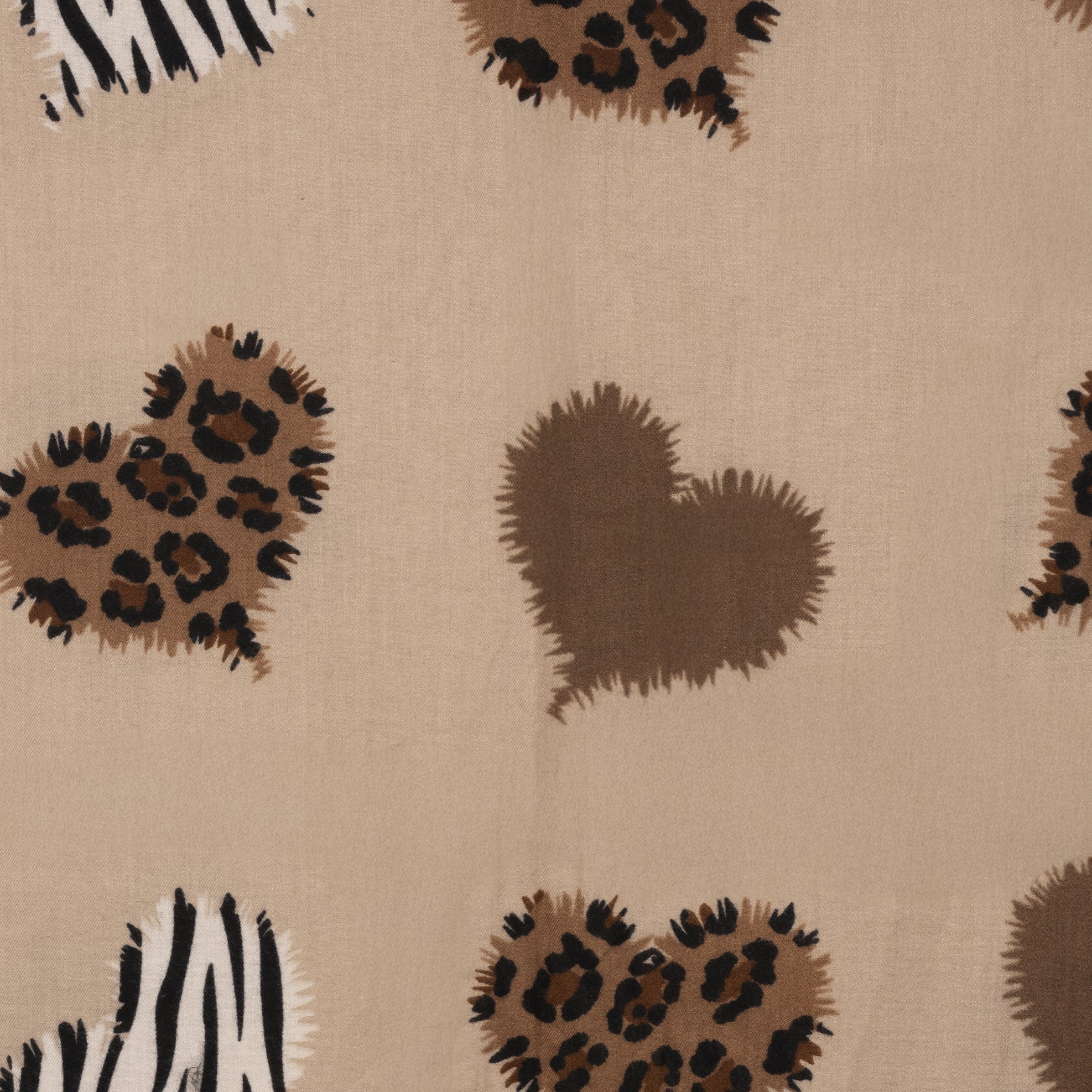 Sciarpa in lana beige con stampa a cuori animalier - Mya Accessories
