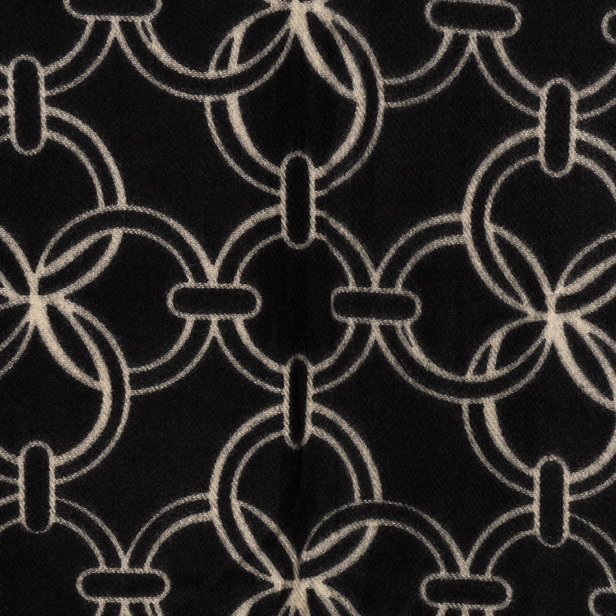 Sciarpa in lana nera con stampa simmetrica bianca - Mya Accessories