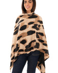 Sciarpa in lana con stampa maculata tono marrone - Mya Accessories