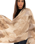 Sciarpa in lana con stampa sfumata tono beige - Mya Accessories