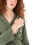 Bracciale nodo con filo di perle e catena in metallo - Mya Accessories