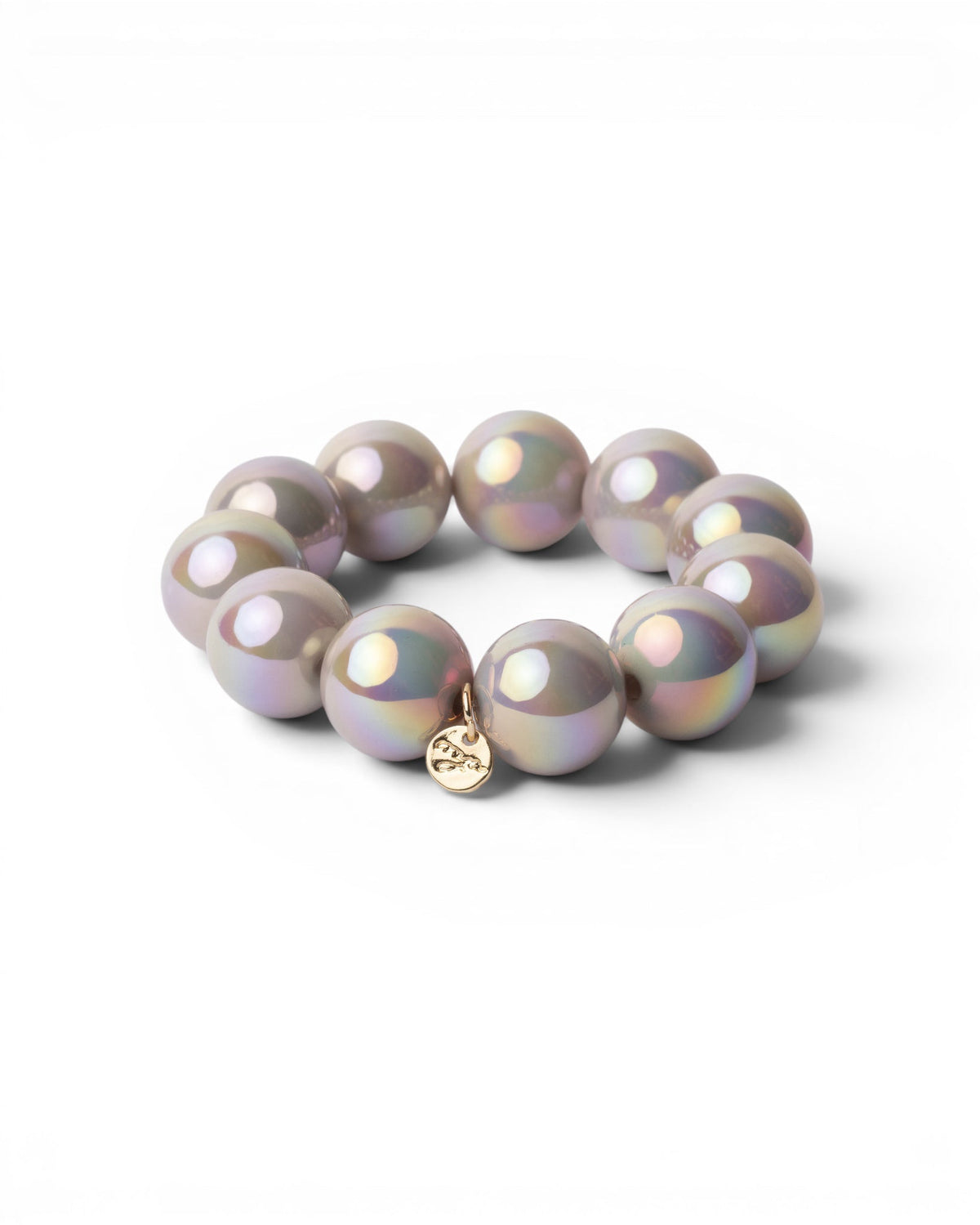 Bracciale elastico con sfere in acrilico tono grigio - Mya Accessories