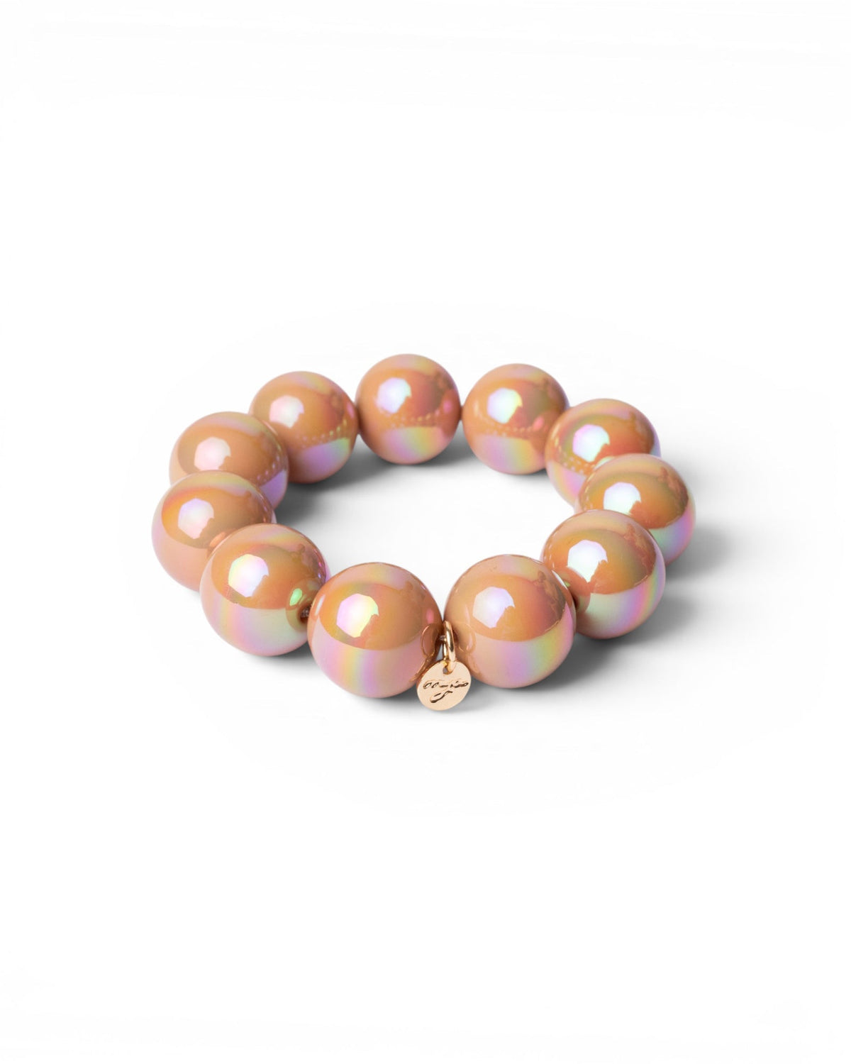 Bracciale elastico con sfere in acrilico tono marrone - Mya Accessories