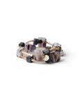 Bracciale elastico in metallo con pietre a cubo in resina animalier tono grigio - Mya Accessories