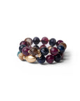 Bracciale elastico a due fili con pietre in acrilico blu e viola - Mya Accessories